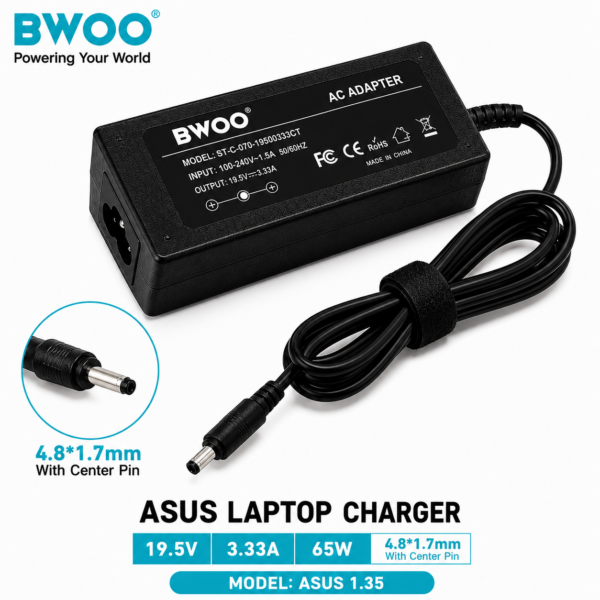 ASUS 19V 3.42A 65W Laptop Charger Adapter 4.0×1.35mm Connector – BWOO