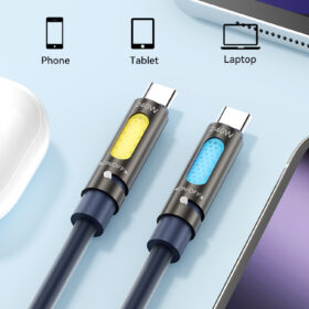 BWOO 240W TYPE-C TO TYPE-C CABLE WITH RGB LIGHTING AND  AROMATHERAPY 1.2M BLACK