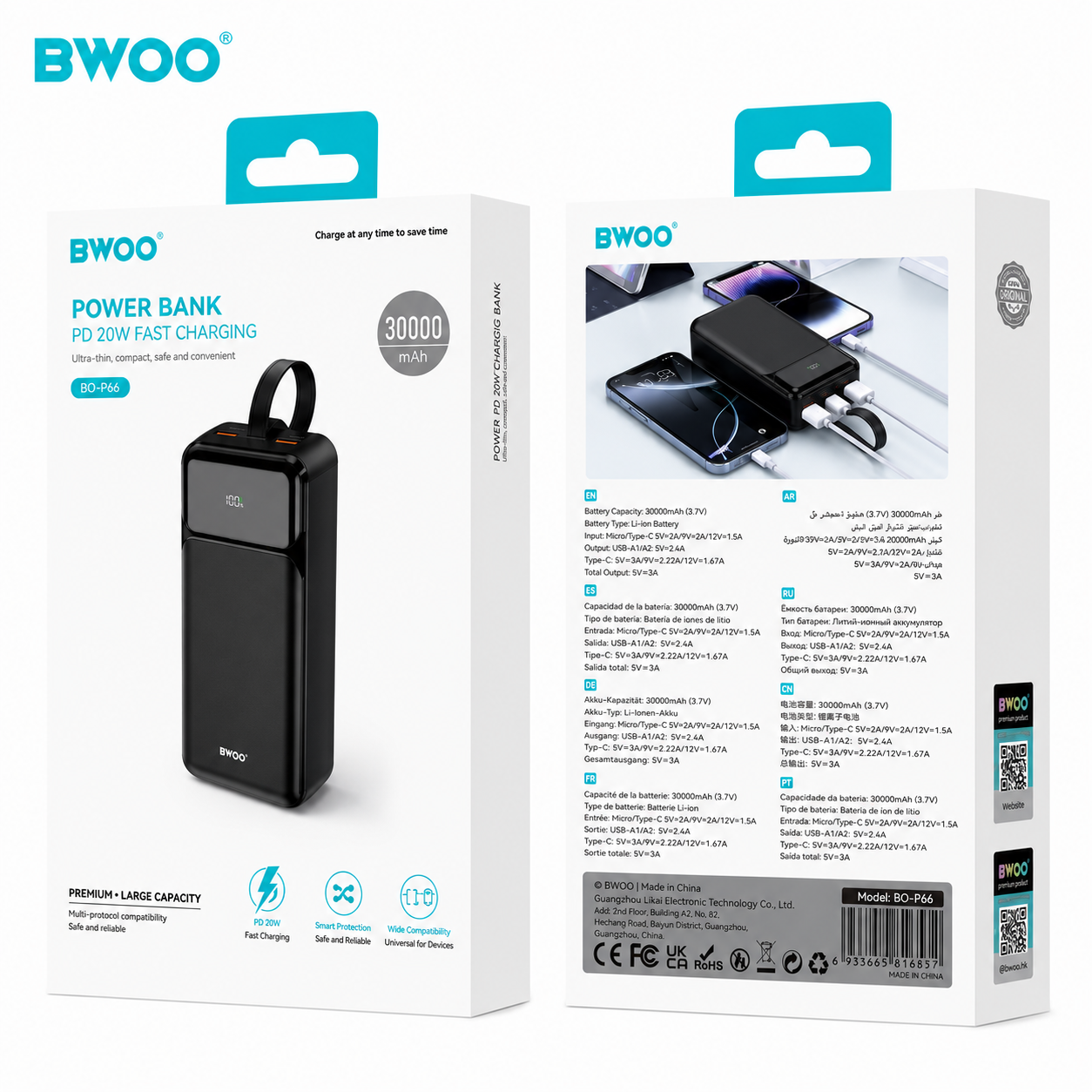 BWOO 30000mAh 65W Fast Charging Power Bank