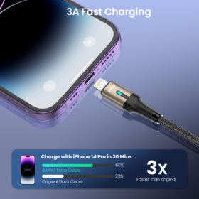 BWOO 3A USB TO LIGHTNING NYLON BRAIDED DATA CABLE 1M