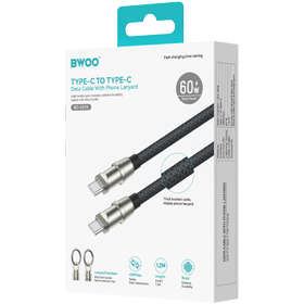 BWOO 65W TYPE-C TO TYPE-C PHONE LANYARD BRAIDED CABLE  1.2M