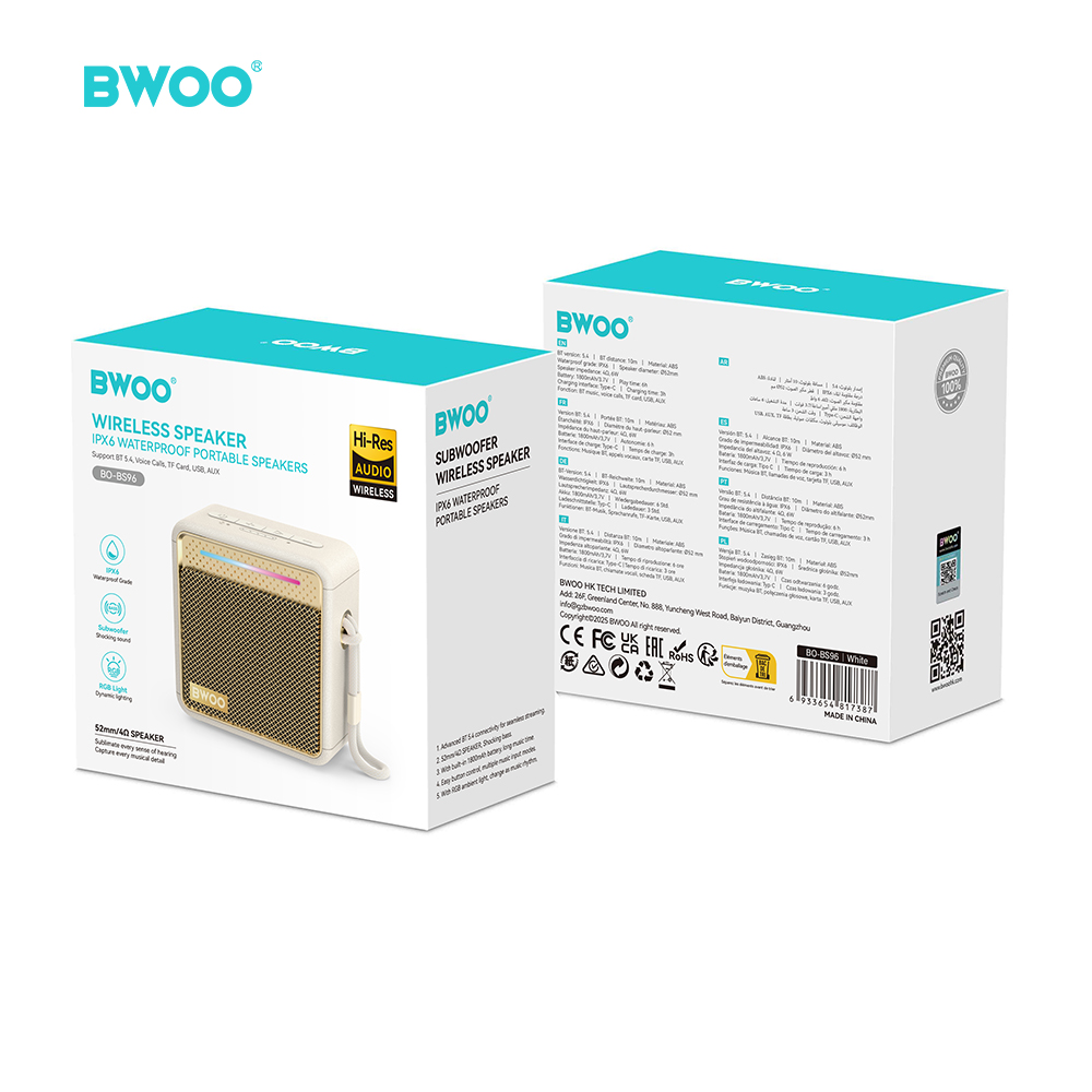 BWOO BO-BS96 Portable Bluetooth Speaker Waterproof Wireless Stereo Sound Rechargeable Speaker