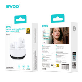 BWOO BO-BW40WH True Wireless Bluetooth Earbuds with Bluetooth Connectivity, Premium Sound, Touch Control & USB-C Charging Case