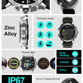 BWOO BO-WA08 AMOLED Smart Watch with ChatGPT, Voice Assistant, Leather & Steel Straps, IP67 Waterproof