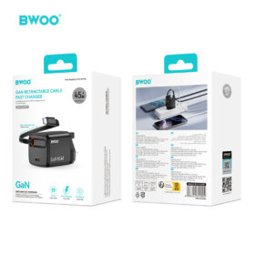 BWOO GAN 45W RETRACTABLE TYPE-C CABLE + TYPE-C PORT FAST CHARGER