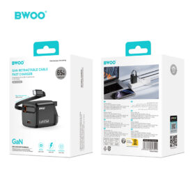 BWOO GAN 65W RETRACTABLE TYPE-C CABLE + TYPE-C PORT FAST CHARGER