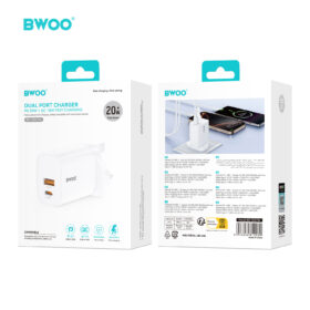 BWOO PD 20W + QC 18W DUAL-PORT USB + TYPE-C FAST CHARGER