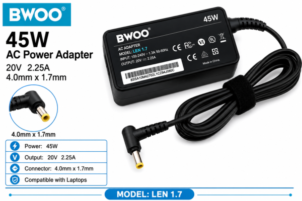 Lenovo 20V 2.25A 45W Laptop Charger Adapter 4.0×1.7mm Connector – BWOO