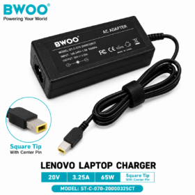 Lenovo 20V 3.25A 65W Laptop Charger Adapter Square Tip Slim Tip – BWOO