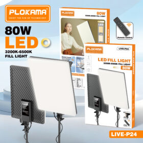 PLOKAMA LIVE-P24 Professional LED Photography Light with 2M Tripod Stand