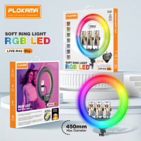 PLOKAMA LIVE-R45 PRO 18" RGB Ring Light with 2M Adjustable Tripod