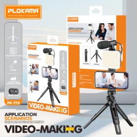PLOKAMA PK-773 Video Making Kit with Tripod & LED Light – Smartphone Vlogging Kit for Content Creators