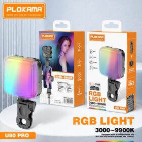 PLOKAMA U80 Pro RGB LED Video Light – Portable Camera Light with 3000K–9900K Adjustable Colour Temperature