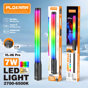 PLOKAMA VL-06 Pro 7W RGB LED Light with 2M Adjustable Tripod Stand