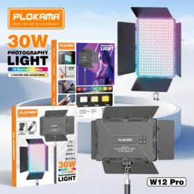 PLOKAMA W12 Pro 30W RGB LED Video Light with Barn Doors