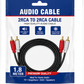2 RCA to 2 RCA Audio Cable – Stereo RCA Male to RCA Male AV Cable – Gold-Plated Connectors – 1.5 Metre