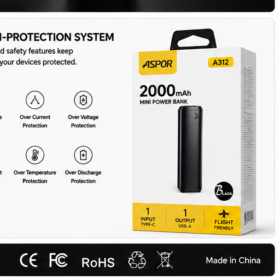ASPOR A312 2000mAh Power Bank – Fast Charging Portable Charger
