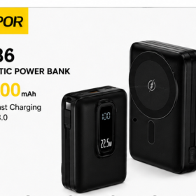 ASPOR A386 20000mAh magnetic Power Bank with cable – Fast Charging Portable Charger with LED Display