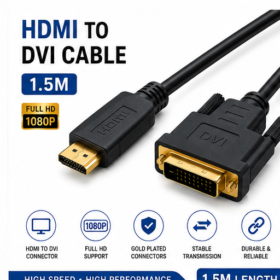 HDMI to DVI Cable – HDMI Male tol DVI-D Mae – Full HD 1080P High-Speed Display Cable – 1.5 Metre