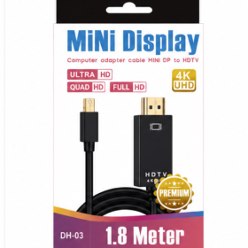 Mini DisplayPort to HDMI Cable – Mini DP Male to HDMI Male – 4K Ultra HD – 1.8 Metre