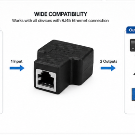 RJ45 Ethernet Coupler – Female to Female Network Cable Joiner – CAT6 LAN Extension Adapter