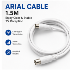 TV Aerial Cable – IEC Male to IEC Female Coaxial Cable – Digital TV Antenna Extension Cable