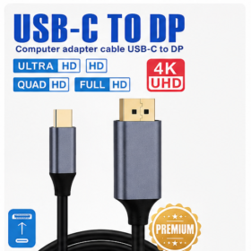 USB-C to DisplayPort Cable – Type-C Male to DisplayPort Male – 4K Ultra HD Display Cable – 1.8 Metre