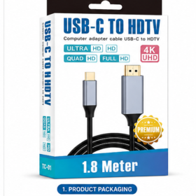 USB-C to HDMI Cable – Type-C Male to HDMI Male – 4K Ultra HD 60Hz – 1.8 Metre
